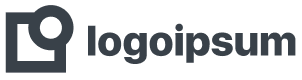 Gray-scale logo of "logoipsum" featuring a stylized square and circle design next to the company name in an eco-friendly sans-serif font.