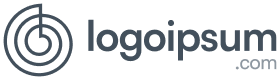 Logo design for "logoipsum.com" featuring an abstract spiral motif next to the stylized text of the website name.