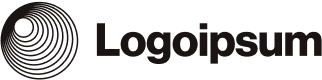 Logo design for "logoipsum" featuring a stylized spiral pattern to the left of the brand name in a serif font, incorporating eco-friendly options.